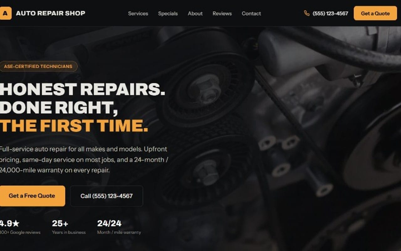 New Demo: Auto Repair Shop — Custom SEO Landing Page