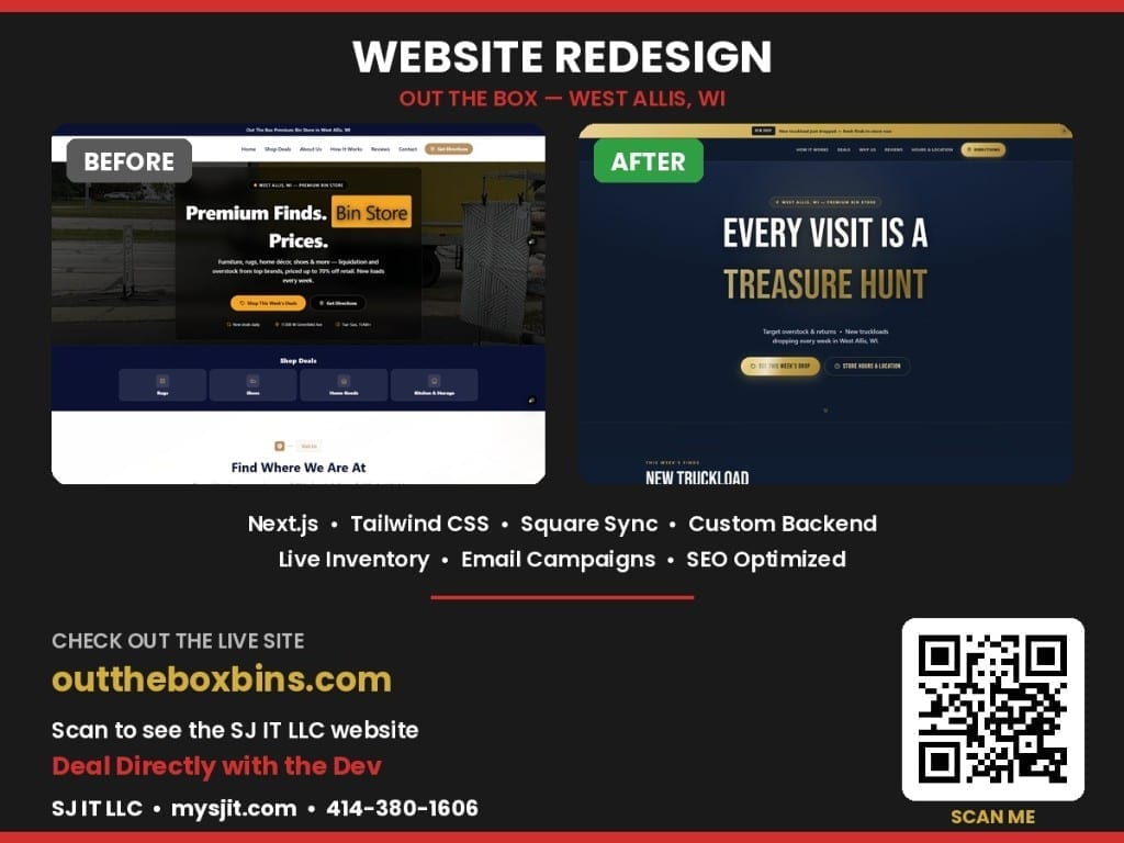 Out The Box Website Redesign — West Allis Bin Store